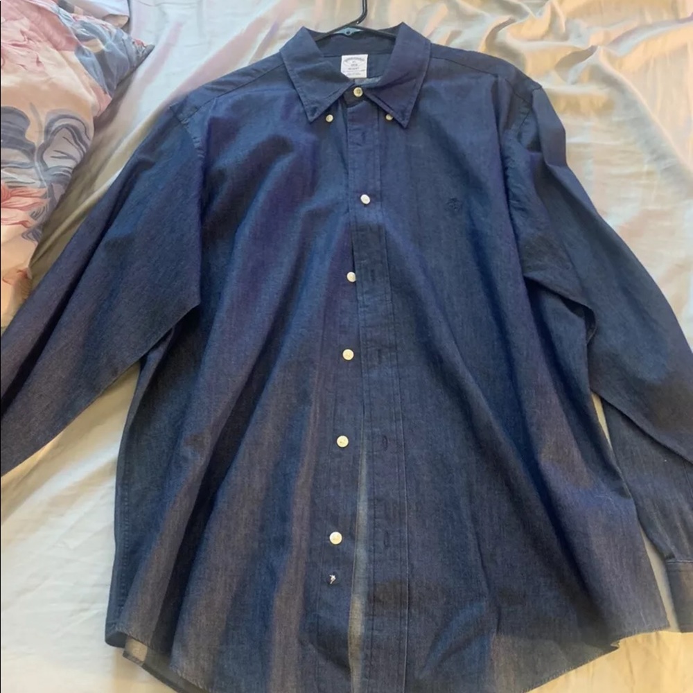 mens brooks brothers button down shirt blue xl